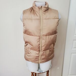 Girls Old Navy Tan Quilted Vest xl 14-16